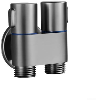 Válvula de ángulo de salida doble, válvula de entrada de baño de interfaz G1/2, válvulas de ángulo montadas en la pared, para fregadero de cocina, baño y ducha (gris)