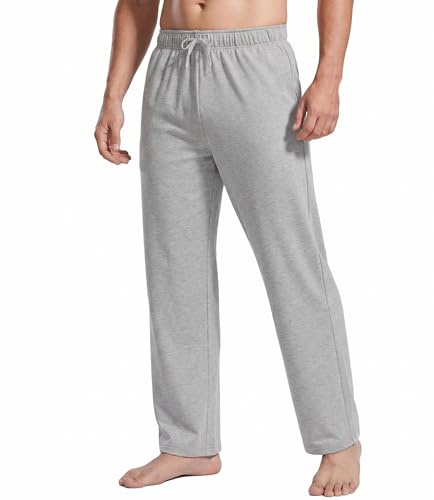PINSPARK Joggingbyxor för män, bomull, sportbyxor, lätta sweatpants elastisk midja med dragsko, träningsbyxor med fickor, yogabyxor, hemmabyxor, fritidsbyxor