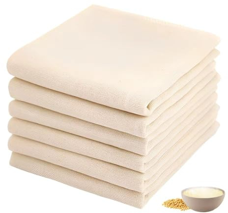 HMCEY 6 Piezas Tela Filtrante Reutilizable 50 X 50 cm,Colador Tela de Algodón para Hacer Queso,Paño para Filtrar,Paños pe Muselina para Cocinar,Filtro Leche Vegetal Lavables para Filtrar Liquidos