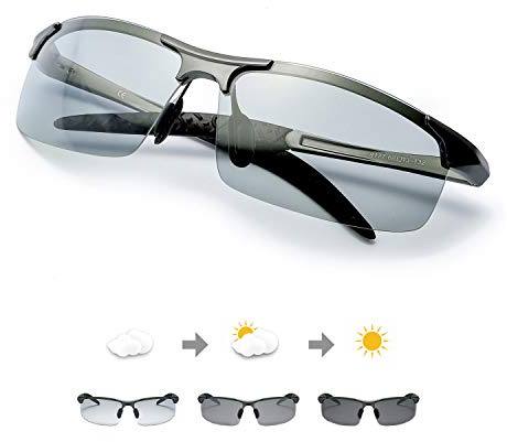 TJUTR Fotokromiska solglasögon för män, polariserade reaktiva linser, Z87 skyddsglasögon för arbete och körning med UV400-skyddssolglasögon