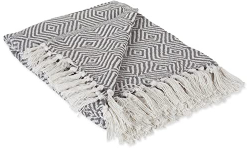 DII Diamond Throw Collection Woven Cotton, 50x60, Mineral Gray