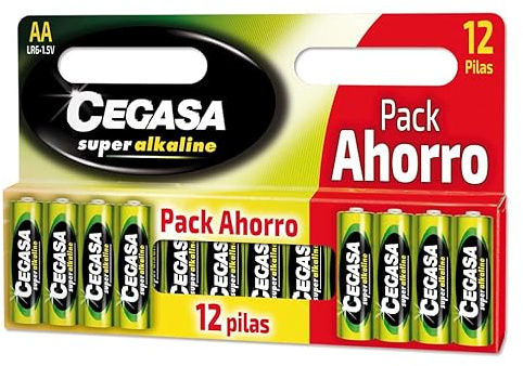 CEGASA Superalkaline - Pack 12 Pilas LR6, Color Verde