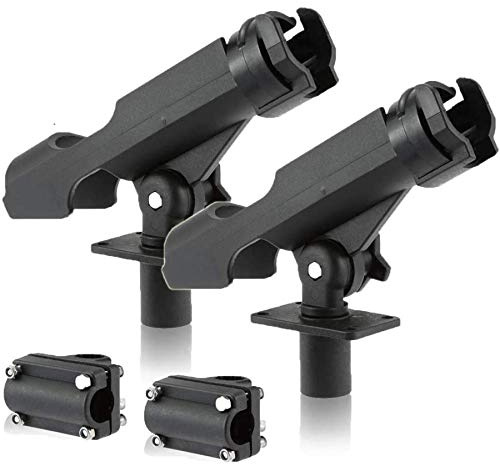 Fishing Rod Holders for Boat Adjustable Pole Rod Racks, Power Lock Rod Holder with 2 Side Mounts Folding Holder for Sea Fishing Kayak Boat Mounting(RH40-2PCS)