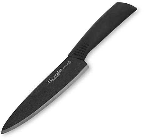 3 Claveles Cuchillo De Cerámica, Acero Inoxidable, Negro, 15 cm