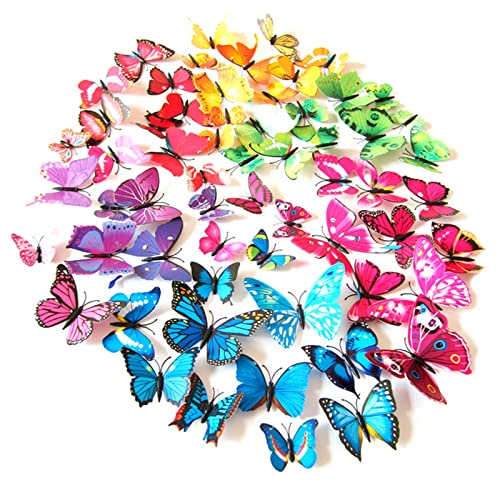 3D-Schmetterlings-Serie, Wanddekoration, Oberflächendekoration, Kühlschrankmagnet, Schmetterlingsaufkleber, 3D-Schmetterling, 72 Stück
