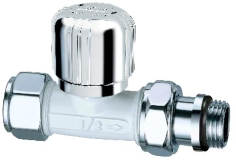 Gerades Thermostatventil weiß-chrom 3/8