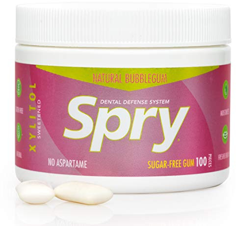 Spry Fresh Natural Xylitol Chewing Gum Dental Defense System - Aspartame-Free, Sugar-Free, Non-GMO, Gluten-Free (Bubble Gum, 100 Count - Pack of 1)