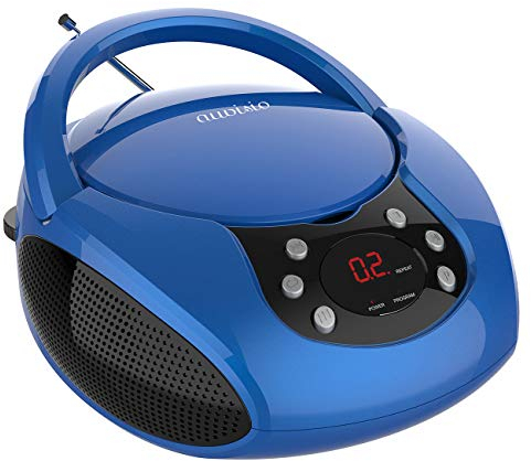 auvisio Kinder CD Player: Tragbarer Stereo-CD-Player mit Radio, Audio-Eingang & LED-Display (Kinderradio, Radio mit Batterie, Outdoor unterwegs)