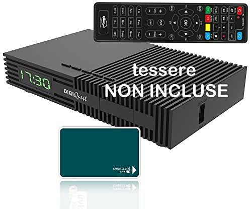 Decoder Satellitare Full HD Tivù satellitare S2 DVB-S2 COMPATIBILE CON TESSERA VERDE HEVC H265 MAIN 10,Telecomando Universale 2 in 1 per il ricevitore e la TV