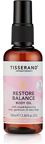 Tisserand Aromatherapy - Restore Balance Body Oil - Perimenopause, Menopause & Menstruation Support for Women - Rose, Clary Sage & Geranium - 100% Natural Essential Oils - 100ml