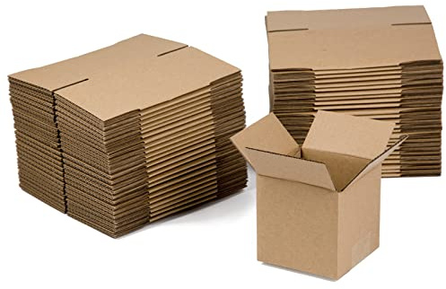 SUNLPH 50 Pack 4x4x4 Inches Shipping Boxes, Small Corrugated Cardboard Boxes for Mailing and Packing, Brown