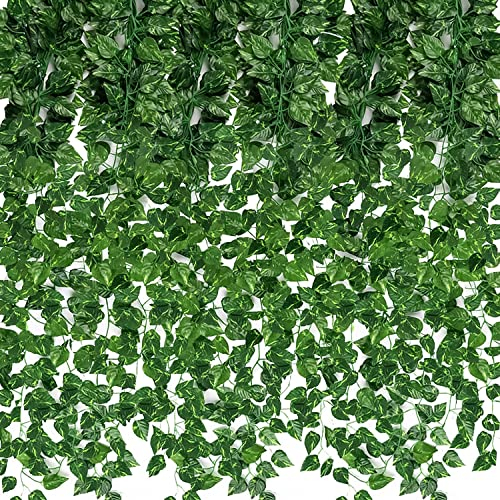 Edera Finta Pianta Artificiale Rampicante Ghirlanda 12 Pezzi 90 Piedi Edera Finta Decorazioni con Reggia Verde per Esterno Festa Matrimonio e Room Parete Decor