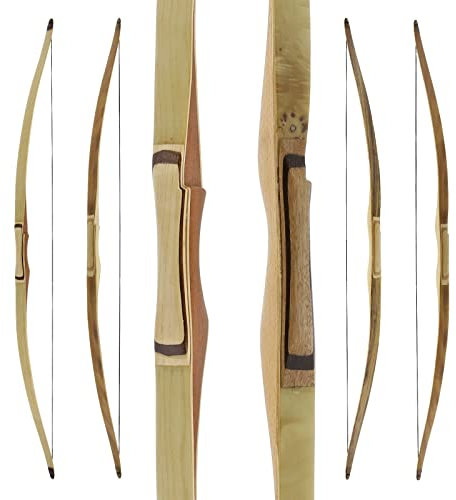 Drake Huntsman - 70 Zoll - 26-60 lbs - Hybridbogen, Verschiedene Designs - Rechtshand - Hybrid aus Langbogen & Recurvebogen (46-50 lbs, Eibe)