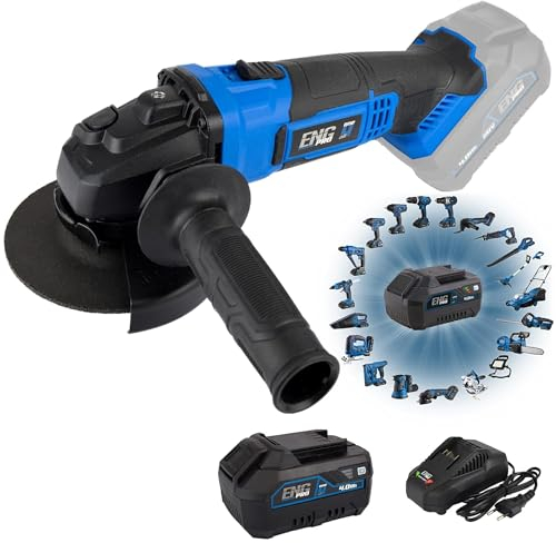 Smerigliatrice Angolare 125 mm - Linea Professionale a Batteria ONE4ALL 20V – 10000 rpm, Disco da Taglio Incluso, 1 Batteria 4.0Ah e Caricabatteria - ENG PRO