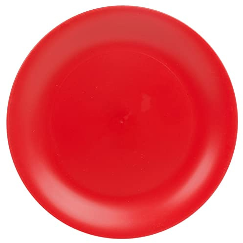 URBN-CHEF Set of 6 Reusable Plastic Plates Large Outdoor Dining (Red) | Food Safe BPA Free Plastic, Unbreakable Design, Dishwasher And Microwave Safe, Reusable For Parties And Picnics, D26xW26xH2cm