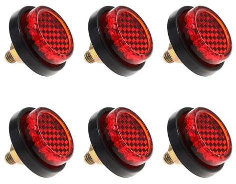 eMagTech 6 Uds Rojo Motocicleta Mini Reflector Placa de Matrícula M5 Tornillo de Montaje Redondo Reflector Advertencia Perno Etiqueta para Motocicleta Bicicleta Coche Tractor Camión Barco