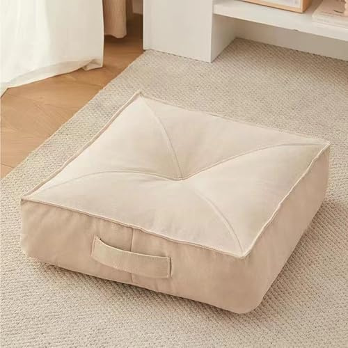 LSFYYDS Cuscino rialzo extra spesso 15 cm, rotondo/quadrato 100% cotone per sedia, auto, ufficio, anziani e pazienti post-operatori, sedia a rotelle (Beige, 50 x 50 x 15 cm)