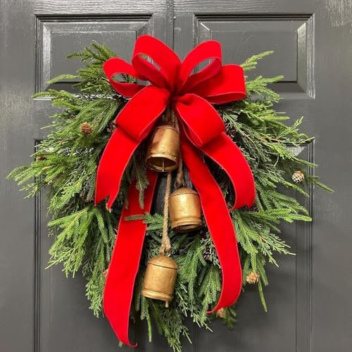 Türkranz Weihnachten 30cm Weihnachtskranz Haustür Künstlicher Tannenzapfen Weihnachtsglocke Außen Wand Fenster Weihnachtsdeko