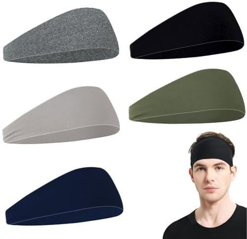 5 Stück rutschfestes elastisches Sport-Stirnband für Männer und Frauen, schweißabsorbierendes Sport-Stirnband, Rutschfester Sportgürtel,hochelastisches Yoga, Laufen, Radfahren, Basketball-Stirnband