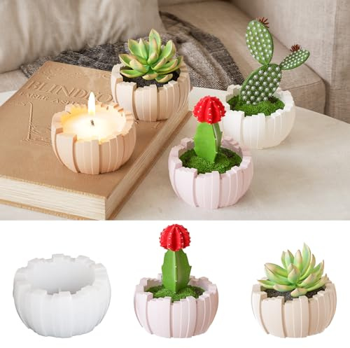 Kunyeah Irregular Stripped Bowl Silicone Molds Jar Silicone Mould Candle Holder Mold Succulent Plant Pot Molds Jewelry Storage Epoxy Resin Casting Mold DIY Resin Art Craft Home Decor Supplies