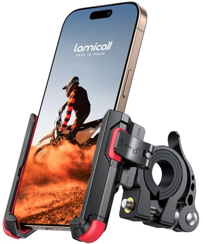 Lamicall Support Téléphone Vélo - [Ne Bloque Pas la Caméra] 360° Rotation, Support Téléphone Moto Universel, Placement et Retrait Rapides, pour iPhone 17/16/15/14/13/12/11, Huawei, 4,7-7 Smartphone