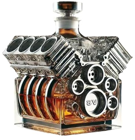 Whiskyflaska – 17,5/15,1/14,8 tum motorer, whiskykaraff för hemmabar, vindispenser med motordesign för bil, för Tequila, Bourbon, konjak, glasmaterial, presentförpackning, elegant förpackning