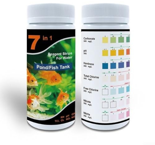 Bandelettes de test 7 en 1 pour aquarium pour mesurer le pH, les nitrites, les nitrates, la dureté et l'alcalinité dans l'eau douce et salée (ancien)