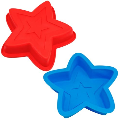 Uryxery Molde de silicona estrella 15 cm para bizcocho y postres, antiadherente, desmolde fácil, horno microondas y congelador, set de 2 lavavajillas