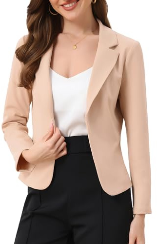 Allegra K Blazer Femme Imprimé Fleuri Veste de Costume d'affaires Décontracté à Revers Cranté Coupe Cintré Blazer de Bureau Floral Beige-Floral M