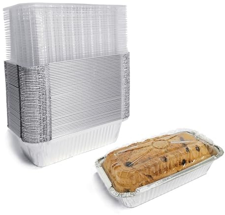SINTOP Aluminum Foil Bread Pans Disposable | 1.5lb Loaf Pans with Lids | 50 Pack | Dessert Boxes - Perfect for Baking, Storing, Takeout