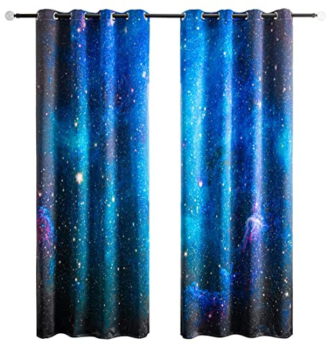 goodbath Blackout Curtains for Bedroom, Space Galaxy Universe Nebula Stars Starry Sky Thermal Insulated Window Curtains for Living Room for Girls Boys Kids, 2 Panels, 46 x 54