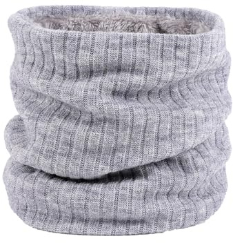 HGDGears Fleece halsvärmare vindtät termisk stickad snodd halsduk för män kvinnor tjock vinter kallt väder stickad cirkel halsduk för utomhussport, Ljusgrå, en storlek