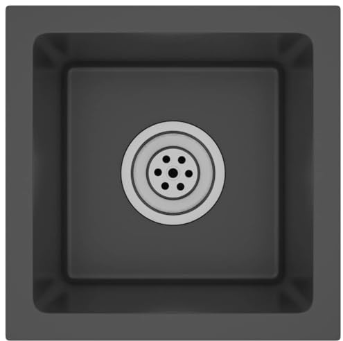 vidaXL Fregadero Hechoa Mano de Acero Inoxidable Negro Lavabo Pulcro 30 x 30 x 20 cm