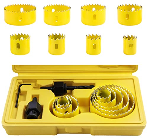 HSEAMALL 11 Pièces Scie Cloche Placo,Coffret Scie Cloche Bois Scie Circulaire 19-64mm Le Coupeur de Trous perceuse pour les planches de bois minces, les plaques en PVC et en Plastique