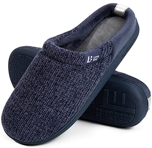 LongBay Ladies' Chenille Knit Slippers Comfort Memory foam Slip on House Shoes