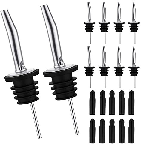10 Pack Liquor Pour Spout, Liquor Bottle Pourers, Pour Spouts for Liquor Bottles with Dust Caps Seal Covers, Bar Tool, Hygienic, Dishwasher Safe