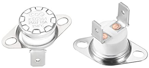 PATIKIL 250°C 10A Normalmente Chiuso NC KSD301 Termostato, 2pz Temperatura Interruttore Termico Interruttore per Elettrico