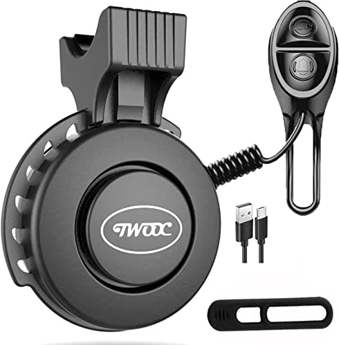 KEWAYO Klaxon Vélo Électrique, Sonnette Électronique Vélo 80~100 Db IP65 Étanche Usb Rechargeable Mise À Niveau Volume Réglable 4 Modes Anneau D'alarme