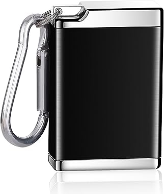 Mini Aschenbecher,Taschenaschenbecher Taschenascher aus Aluminiumlegierung,Reiseaschenbecher,Unterwegs Geruchs-dicht,Isolierter,Leichter (Schwarz)