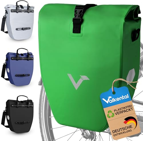 Valkental® Große & wasserdichte Gepäckträgertasche - Fahrradtasche für Gepäckträger mit großen Reflektoren [Abschließbar] Bombenfester Sitz - Mehrfach ausgezeichnet - Gefertigt für Langlebigkeit