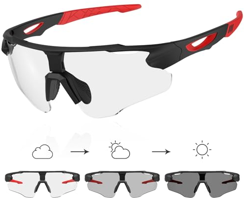 X-TIGER Fahrradbrille Selbsttönende Sonnenbrille Herren Damen Photochromatisch Sportbrille TR90 Rahmen für Mtb Radfahren Laufen