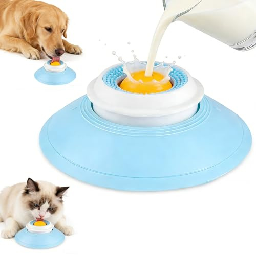 Dog Lick Ball, Lick Sphere for Dogs, Anxieties Relief Slow Feeder Dog Licking Ball Treat Dispenser, Non-Slip Lick Bowl Enrichment Toys to Keep Them for Dogs Cats (A)