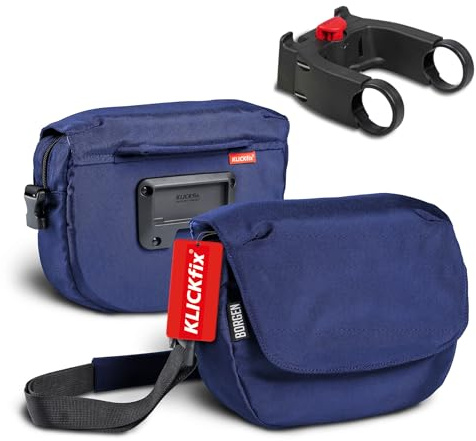 Bolsa de manillar para bicicleta Borgen KLICKfix - Bolsa de manillar repelente al agua y espaciosa de 5 L - Compatible con MTB, bicicleta de carretera y eléctrica
