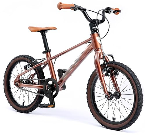 BIKESTAR Leichtgewicht 6 kg Kinder Fahrrad Aluminium ab 4 Jahre | 16 Zoll mit Bremse für Jungen und Mädchen | Kupfer