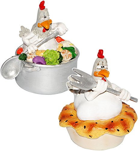 alles-meine.de GmbH 1 Stück Spardose - lustiges Huhn im Topf - stabile Sparbüchse aus Kunstharz/Polyresin - für Kinder & Erwachsene/lustig witzig - Hühnersuppe - Trinkg..
