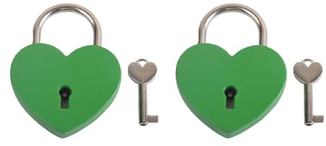 Herzförmiges Schloss, 2 Sets Zinklegierung, Mini-Herz-Vorhängeschloss mit Schlüsseln, kleines Anti-Diebstahl-Schloss für Gepäck, Tagebuch, Buch, Schmuckschatulle, Grün