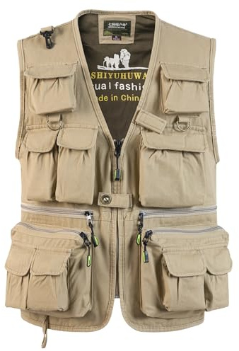 SUSHIMIAN Chaleco de Pesca con Múltiples Bolsillo para Hombre Chaleco Tip Safari Chaqueta Sin Mangas de Caza Chaleco de Fotografía