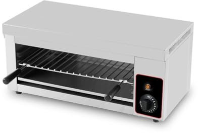 Salamandre Électrique Professionnelle - 2 kW - Température 0-300°C - Compacte et Robuste - Idéal pour Griller, Gratiner et Réchauffer - Cuisine en Acier Inoxydable avec Minuterie