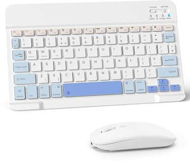 LAMA Wireless Keyboard and Mouse, Rechargeable Ultra Slim Universal Tablet Keyboard, Portable Bluetooth Keyboard for iPad/Tablet/iOS/Android/Windows/Laptops/Desktop Computer/Phones