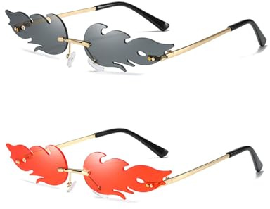 TPZORJX boocooberg Lot de 2 paires de lunettes de soleil Doflamingo, rave, accessoires de festival, lunettes de fête, lunettes de soleil rapides,drôles pour enfants,femmes et hommes,lunettes de rave
